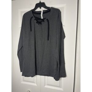 Live and Tell LAT long sleeve Jersey Lace Up Tee xl charcoal NWT